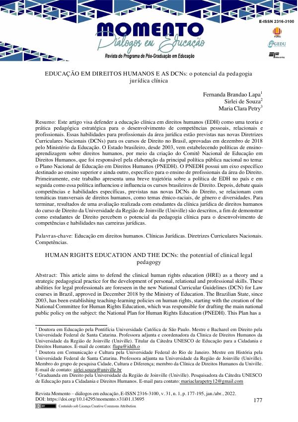 Educação em Direitos Humanos e as Diretrizes Curriculares Nacionais: o potencial da pedagogia jurídica clínica